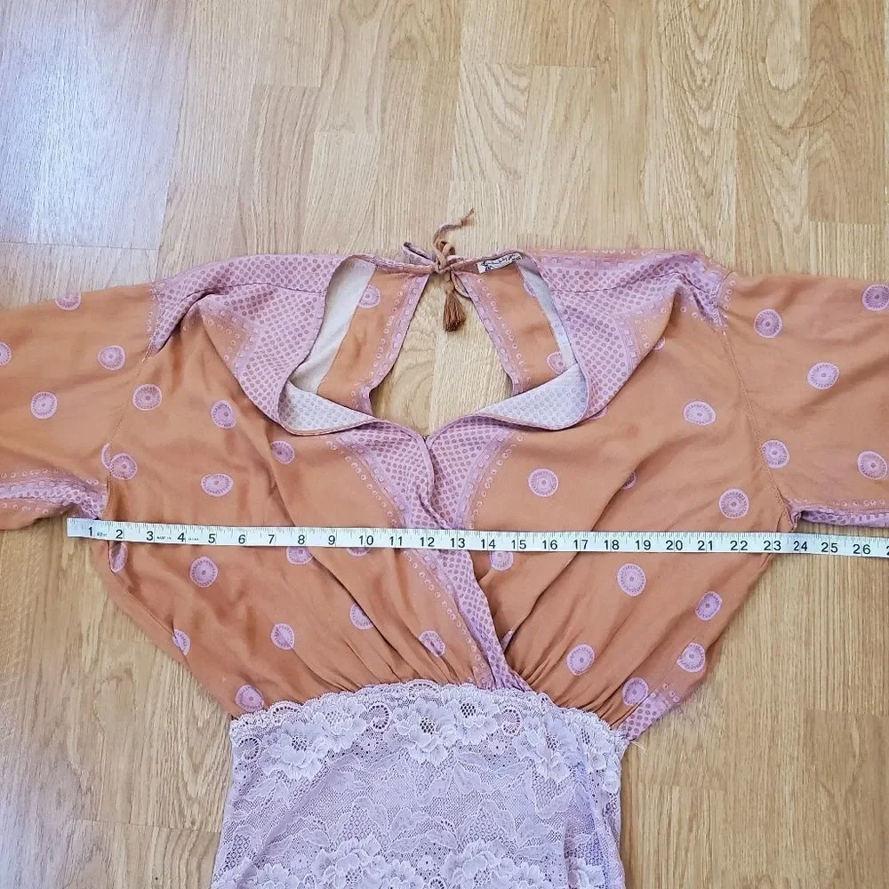 Free People On Board Bodysuit size Small in Orange/Pink